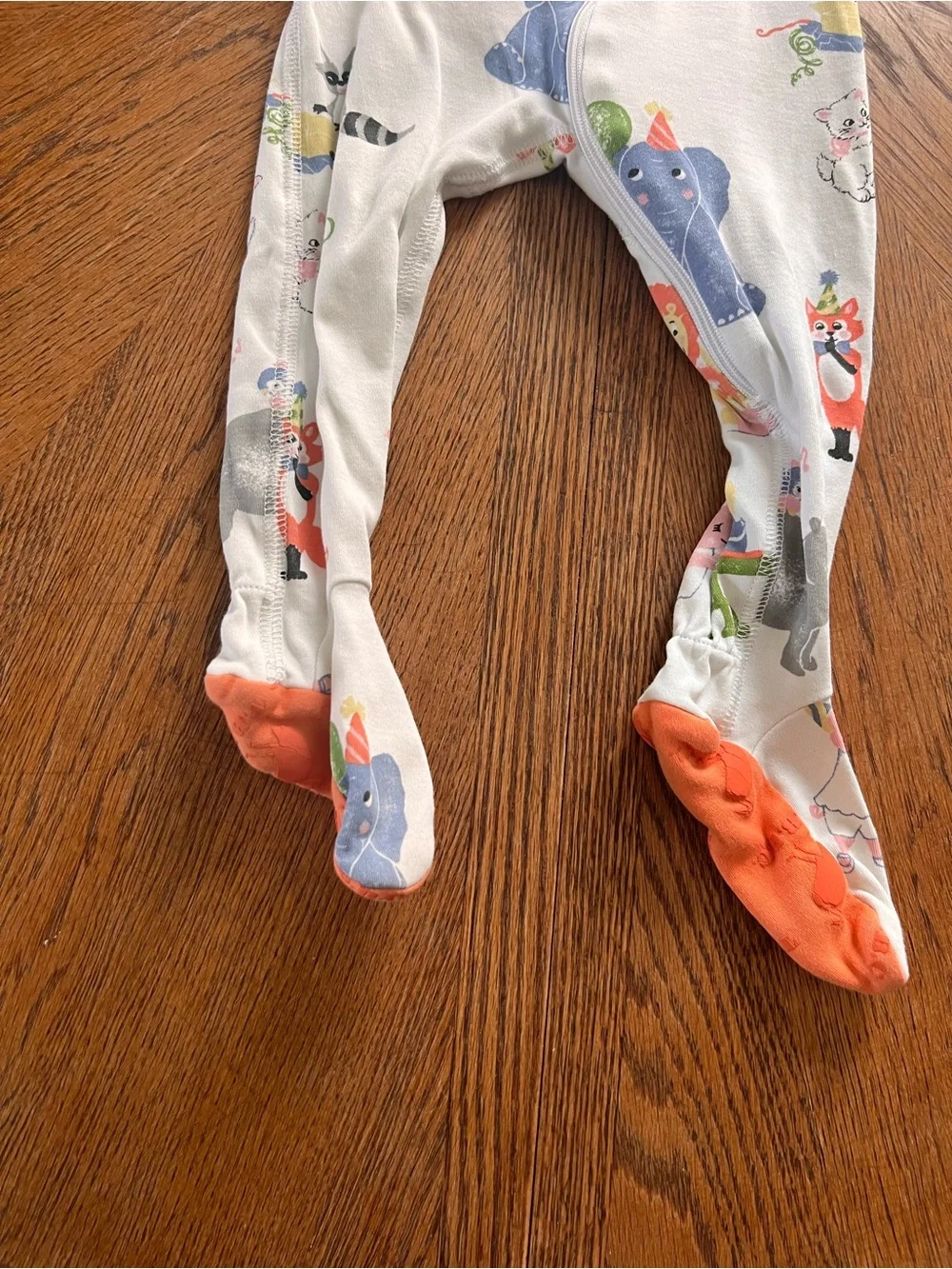 TBBC | Kids White Animal-Print One-Piece Pajamas with Orange Accents